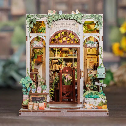 Nature-Inspired Bookshop Book Nook with LED Lights