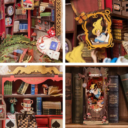  Alice in Wonderland book nook kit showing miniature details